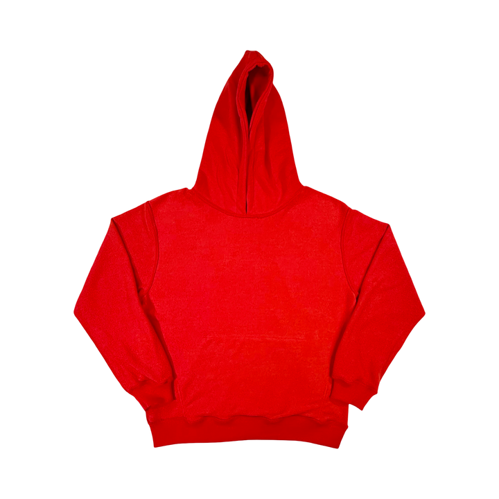 Red Loopback Terry Hoodie — Premium Materials