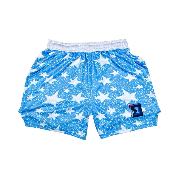 Basketball Shorts – Soft Quick Dry (Snowstars Sky) Trap'n Shorts