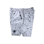 Speckle Soft QD basketball shorts with white/black splatter design. Lightweight, smooth, moisture-wicking  by Trap’N Shorts.