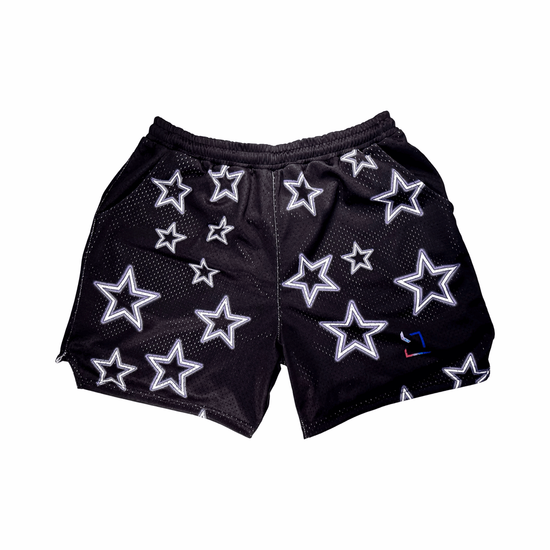 TRAP STARS | Black & Purple Mesh Basketball Shorts Trap'n Shorts