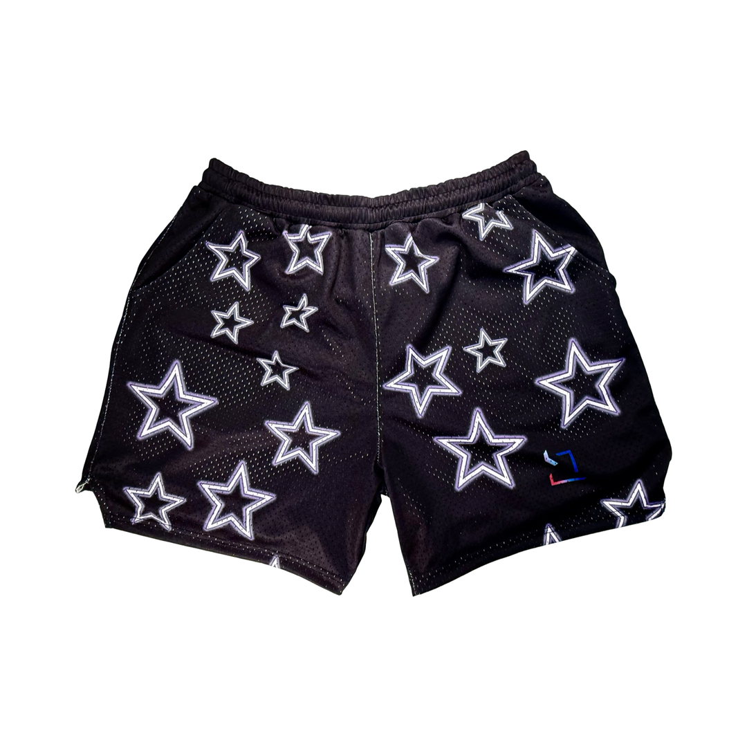 TRAP STARS | Black & Purple Mesh Basketball Shorts Trap'n Shorts