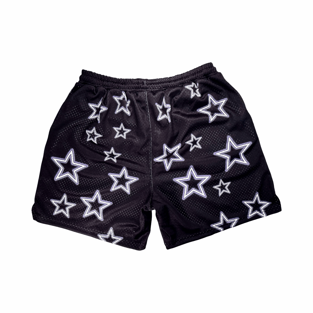 TRAP STARS | Black & Purple Mesh Basketball Shorts Trap'n Shorts