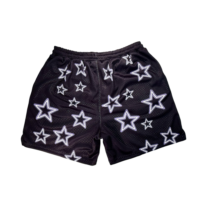 TRAP STARS | Black & Purple Mesh Basketball Shorts Trap'n Shorts