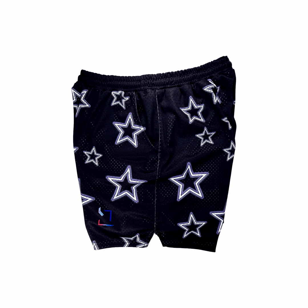 TRAP STARS | Black & Purple Mesh Basketball Shorts Trap'n Shorts