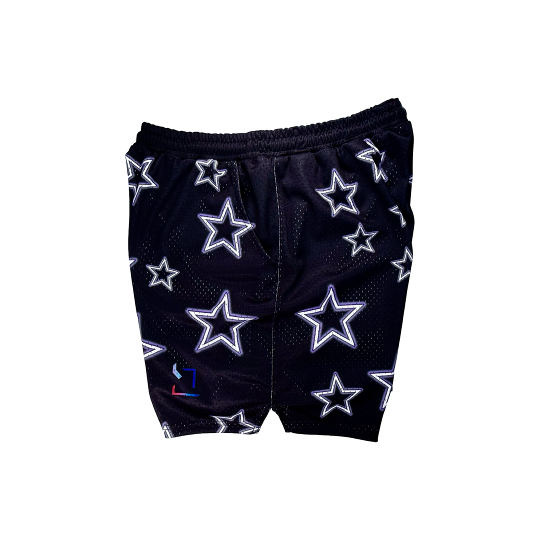 TRAP STARS | Black & Purple Mesh Basketball Shorts Trap'n Shorts
