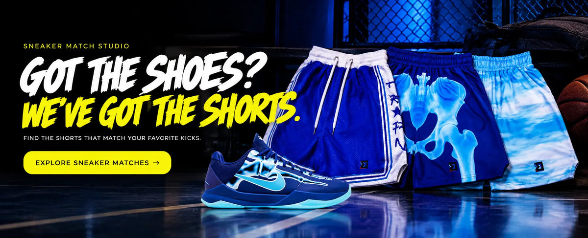 Basketball sneakers and matching TRAPN shorts