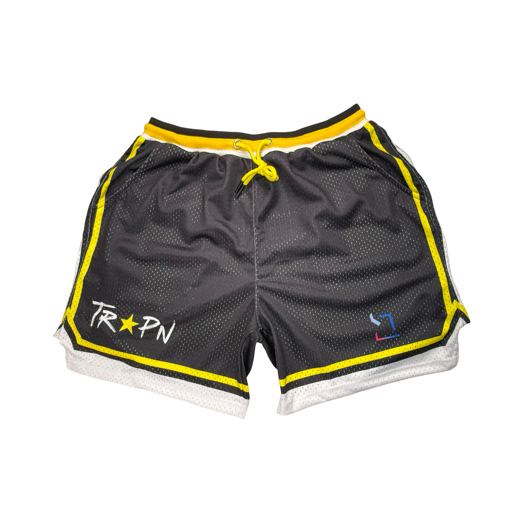 Black and yellow mesh pro style Basketball Shorts