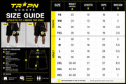 TRAPN™ Shorts sizing guide infographic