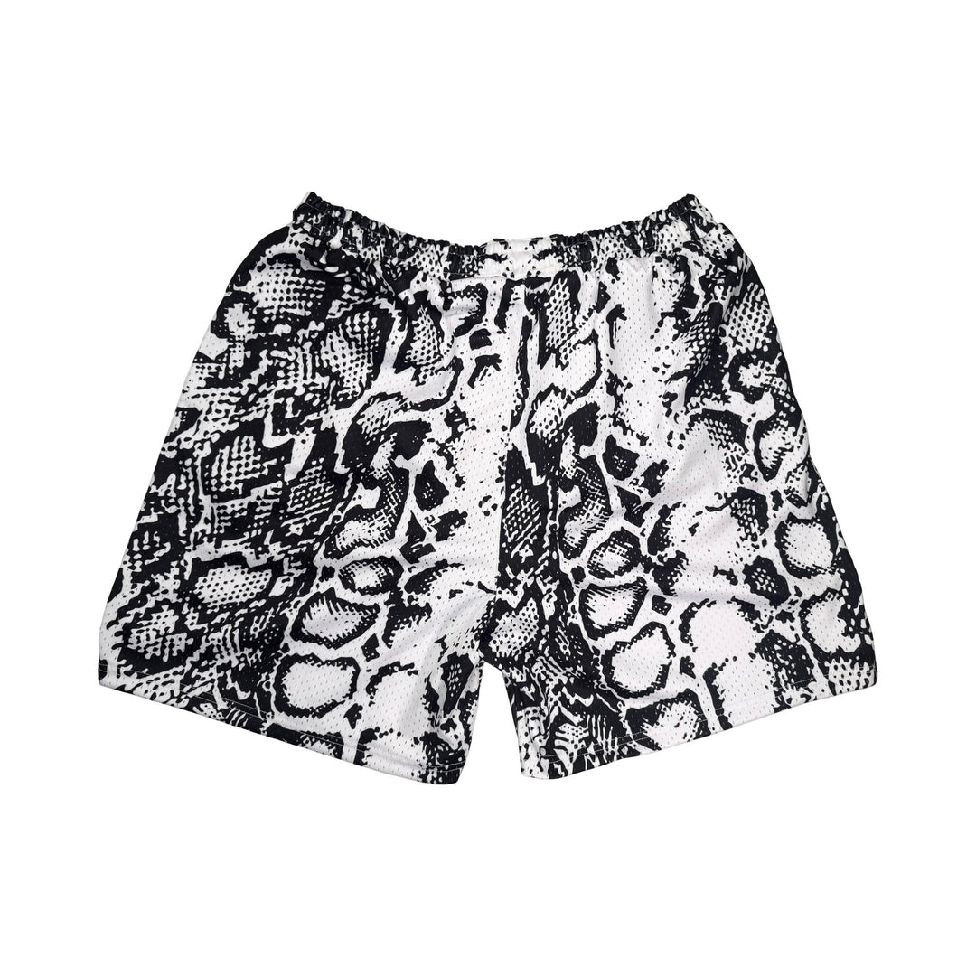 White mesh snakeskin pattern basketball shorts