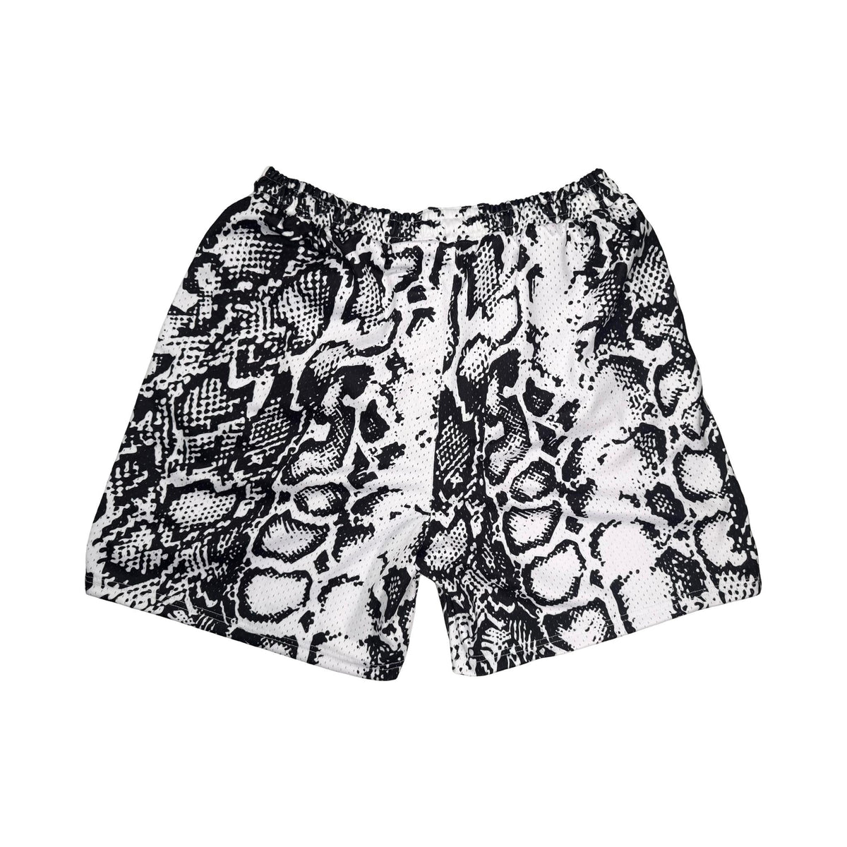 White mesh snakeskin pattern basketball shorts