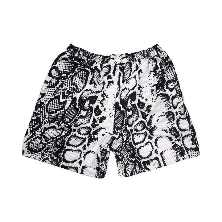 White mesh snakeskin pattern basketball shorts