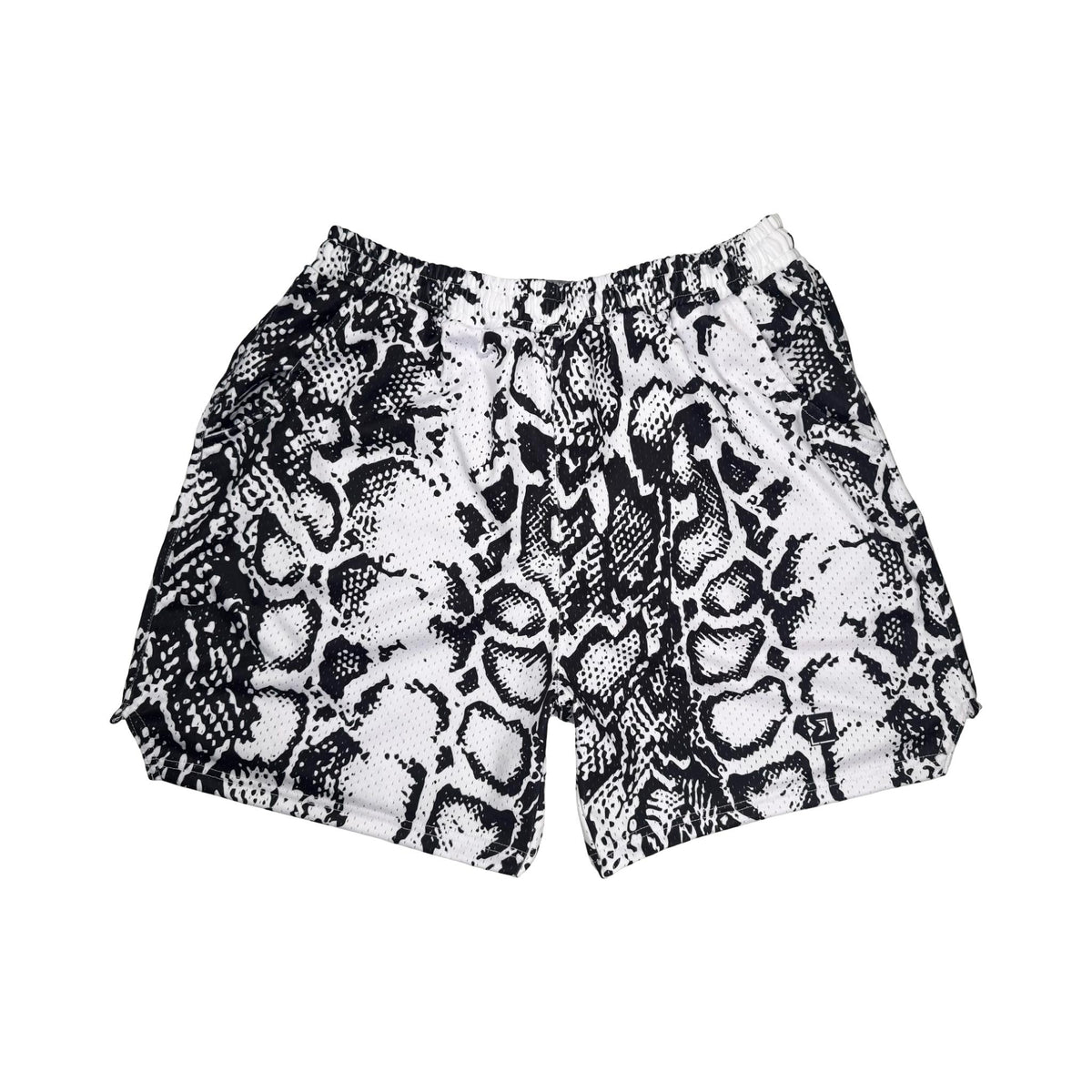 White mesh snakeskin pattern basketball shorts