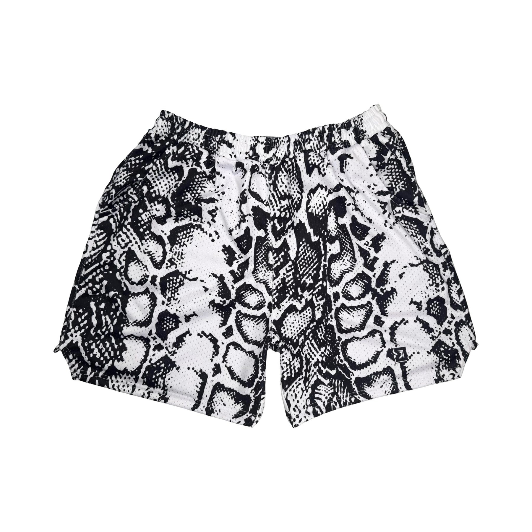 White mesh snakeskin pattern basketball shorts