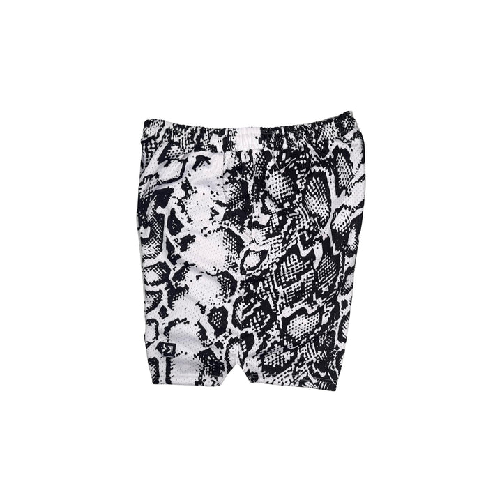 White mesh snakeskin pattern basketball shorts