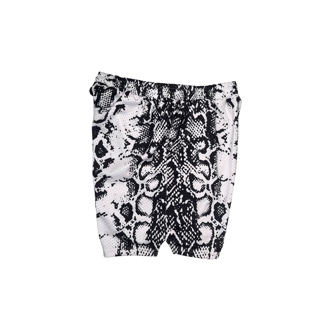 White mesh snakeskin pattern basketball shorts
