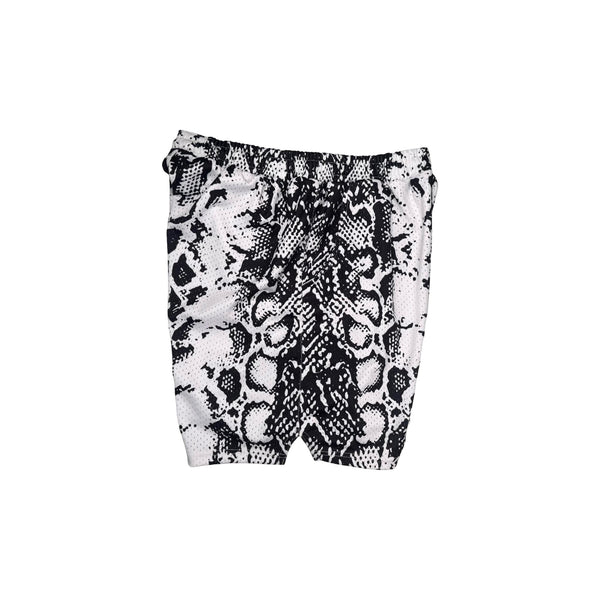 White mesh snakeskin pattern basketball shorts