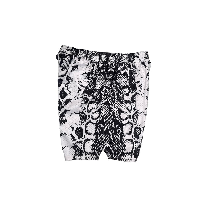 White mesh snakeskin pattern basketball shorts