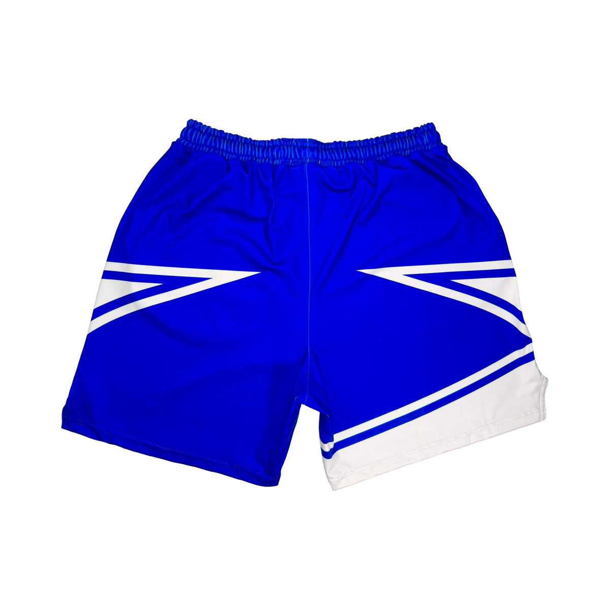 Blue and white dry fit athletic shorts