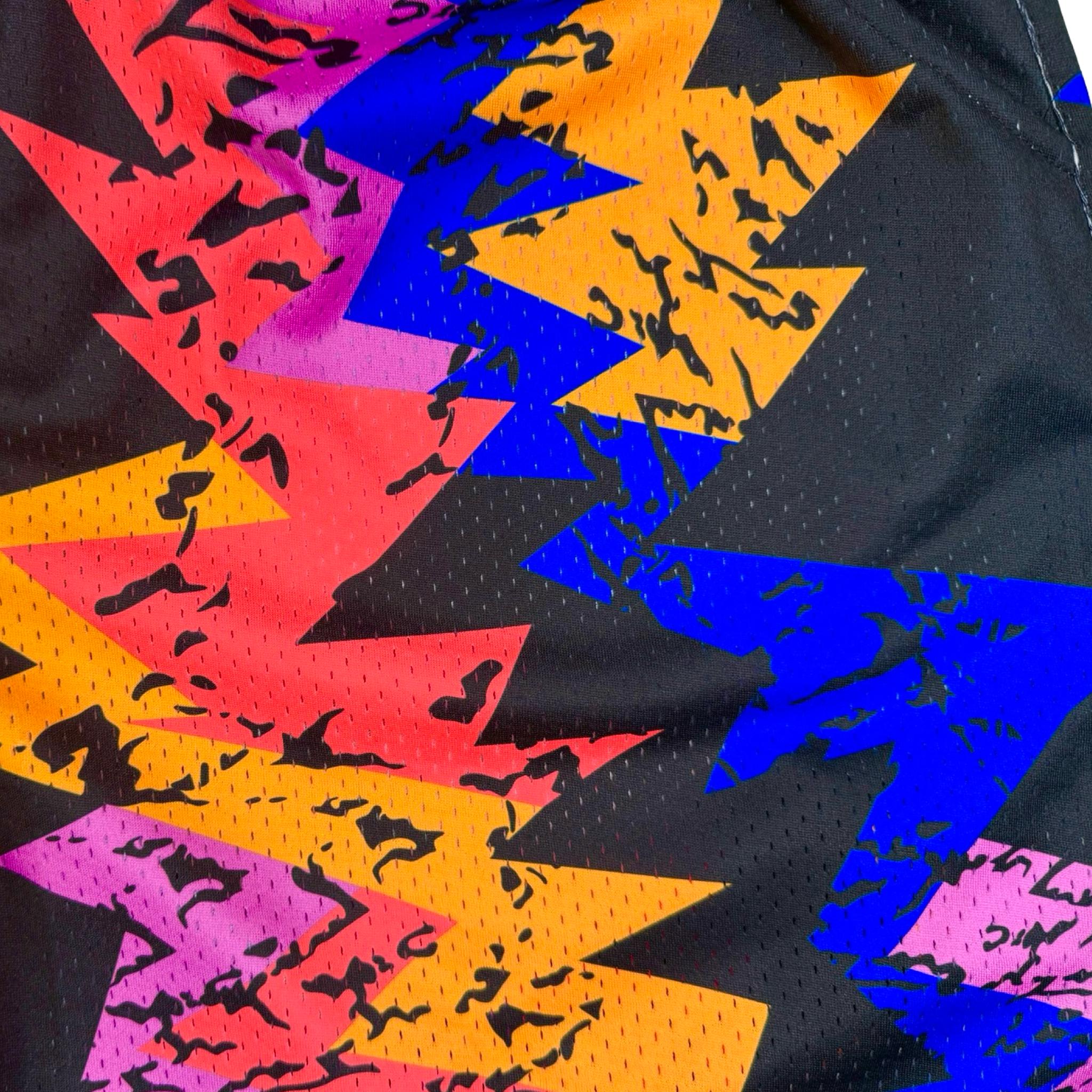 Colorful geometric pattern on a textured surface