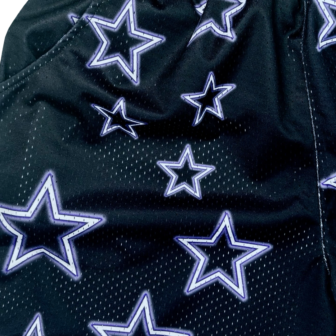 Black fabric with white star patterns