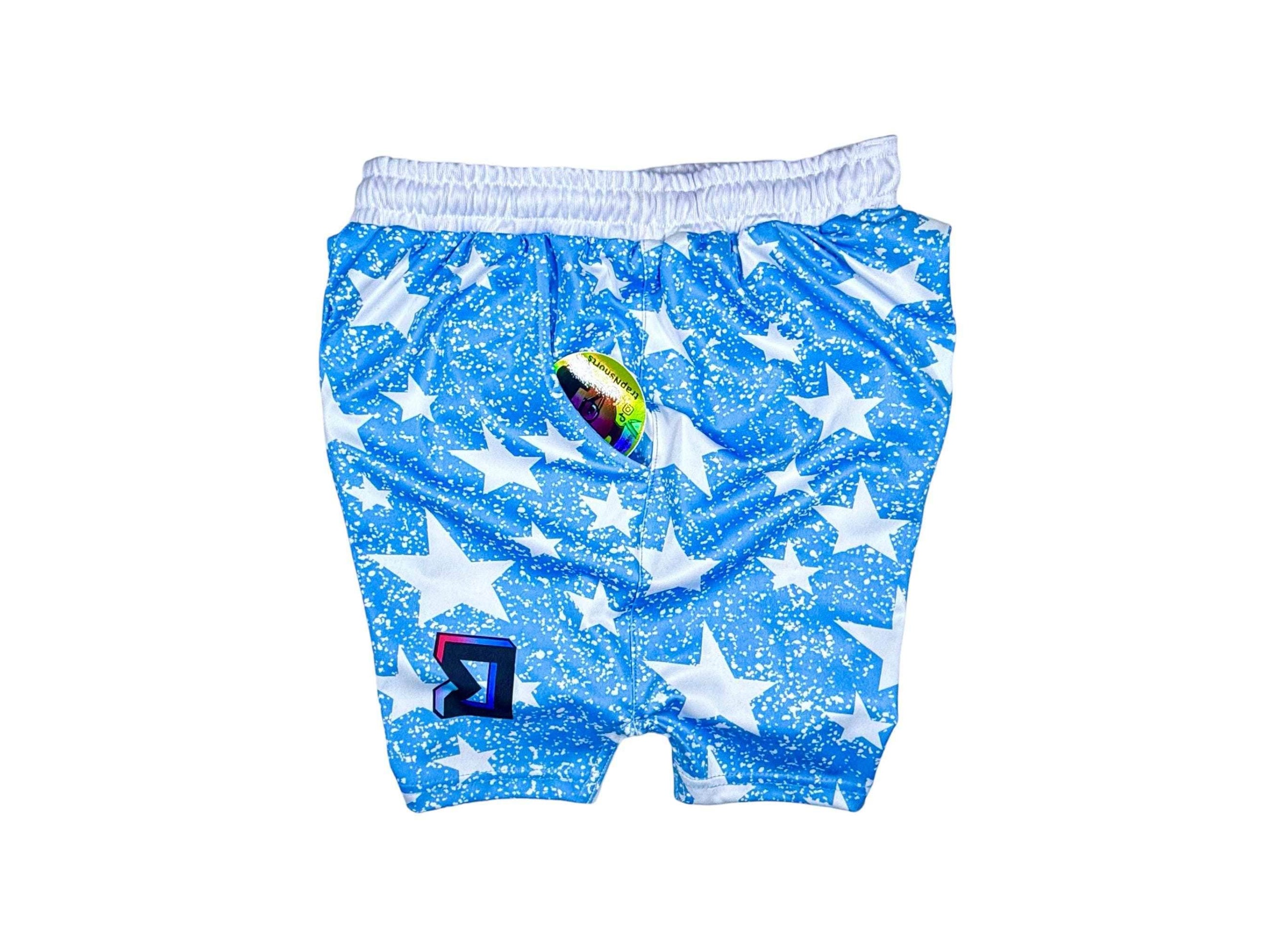 Basketball Shorts – Soft Quick Dry (Snowstars Sky) Trap'n Shorts