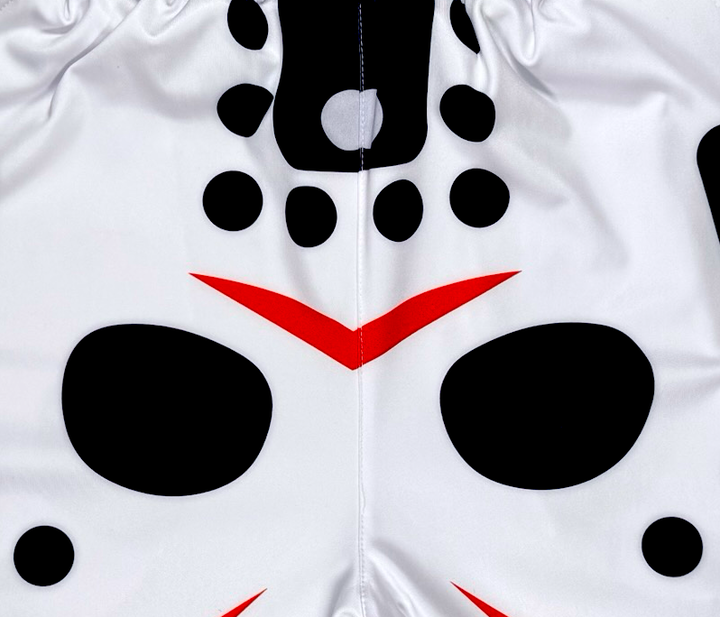 Jason Mask White and Black Basketball Shorts — Dry Fit
