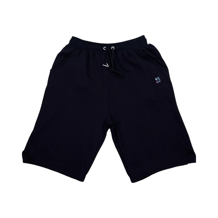 TRAPN™ Black OFF COURT™ 390 GSM heavyweight Loopback Terry™ joggers with relaxed below-the-knee fit, drawcord waistband, deep pockets and minimal branding.