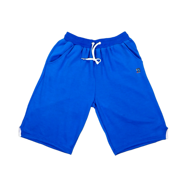TRAPN™ Blue OFF COURT™ 390 GSM heavyweight Loopback Terry™ joggers with relaxed below-the-knee fit and minimal TRAPN branding.