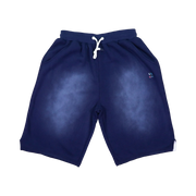 TRAPN™ Navy Half Acid OFF COURT™ 390 GSM Loopback Terry™ joggers with tonal acid wash, relaxed below-the-knee fit and TRAPN™ logo.