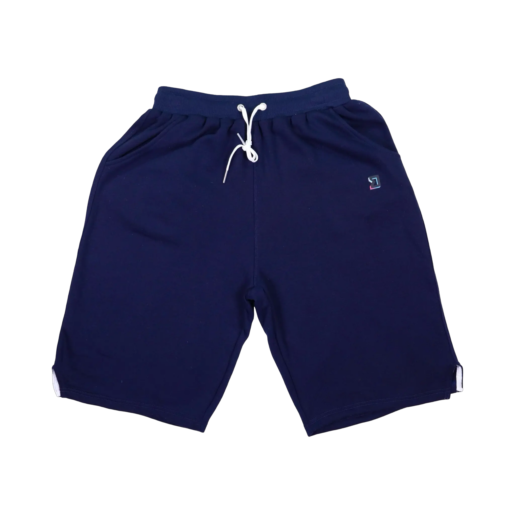 TRAPN™ Navy OFF COURT™ 390 GSM heavyweight Loopback Terry™ joggers with relaxed below-the-knee fit, white drawcord and minimal TRAPN branding.