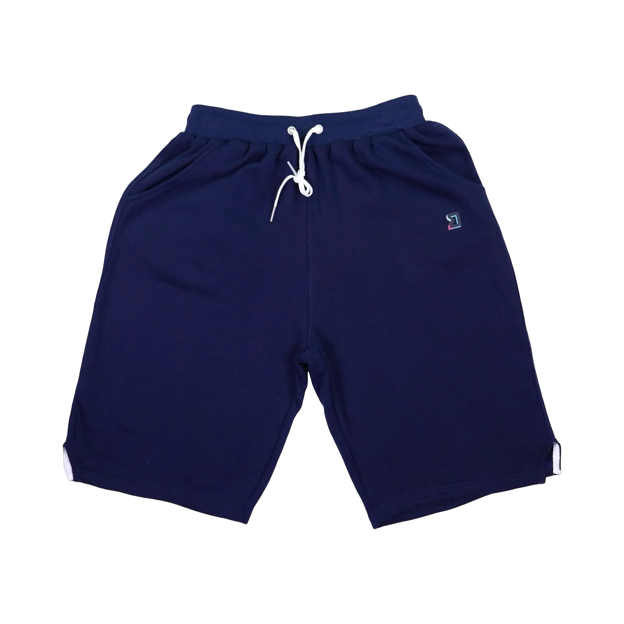 TRAPN™ Navy OFF COURT™ 390 GSM heavyweight Loopback Terry™ joggers with relaxed below-the-knee fit, white drawcord and minimal TRAPN branding.