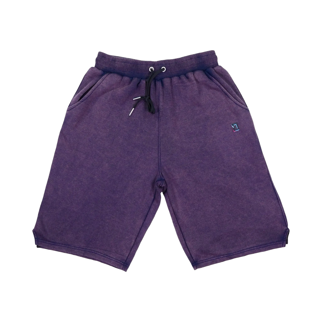 TRAPN™ Purple Acid OFF COURT™ 390 GSM heavyweight Loopback Terry™ joggers with washed purple finish and relaxed below-the-knee fit.
