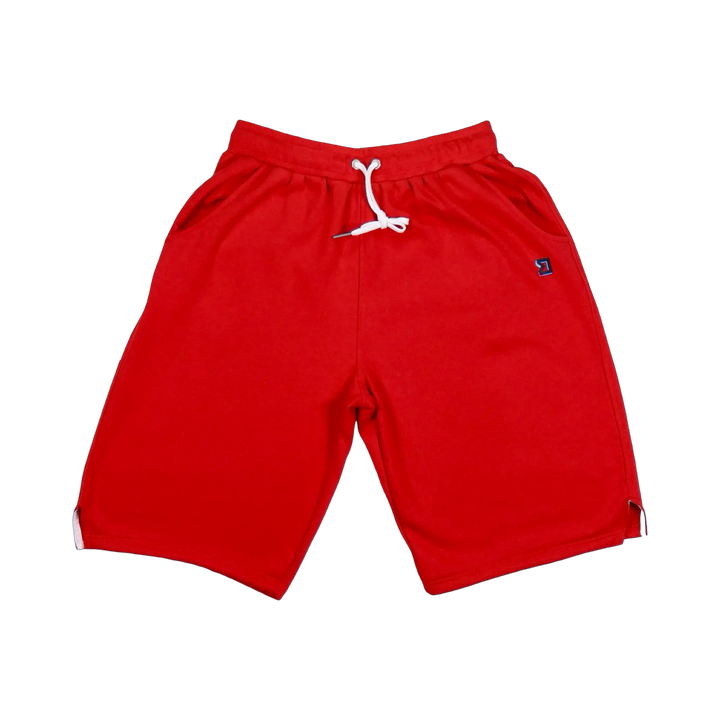 TRAPN™ Red OFF COURT™ 390 GSM heavyweight Loopback Terry™ joggers with relaxed below-the-knee fit and minimal TRAPN branding.