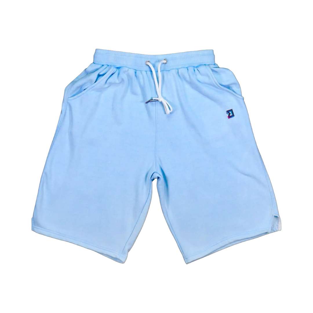 TRAPN™ Sky Acid OFF COURT™ 390 GSM heavyweight Loopback Terry™ joggers in washed sky blue with a relaxed below-the-knee fit.