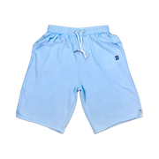 TRAPN™ Sky Acid OFF COURT™ 390 GSM heavyweight Loopback Terry™ joggers in washed sky blue with a relaxed below-the-knee fit.