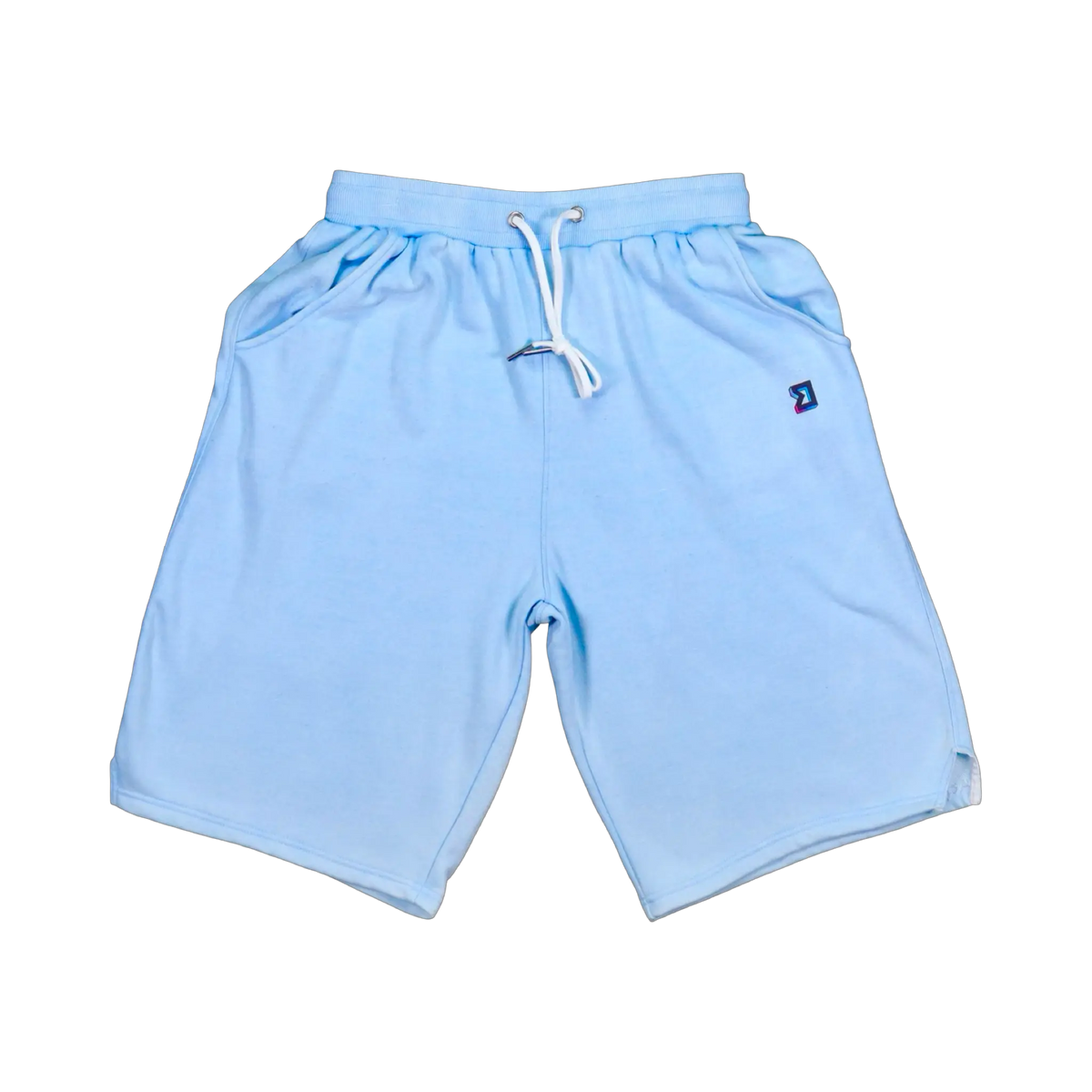 TRAPN™ Sky Acid OFF COURT™ 390 GSM heavyweight Loopback Terry™ joggers in washed sky blue with a relaxed below-the-knee fit.