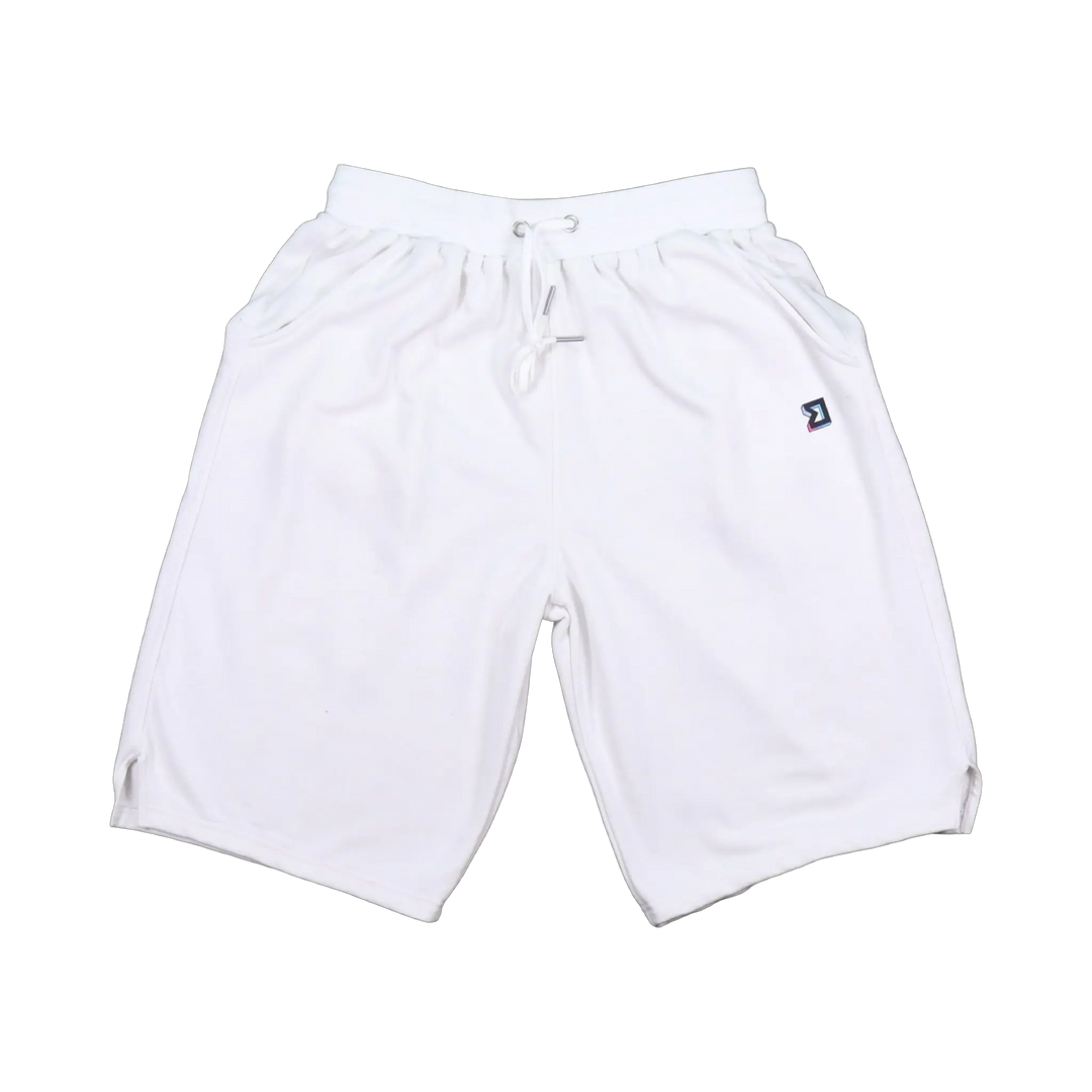 TRAPN™ White OFF COURT™ 390 GSM heavyweight Loopback Terry™ joggers with relaxed below-the-knee fit and minimal TRAPN branding.