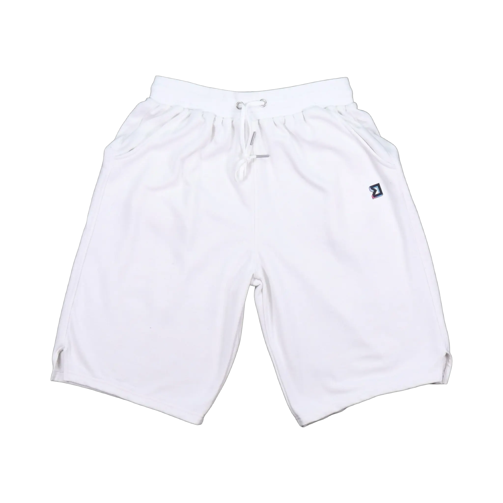 TRAPN™ White OFF COURT™ 390 GSM heavyweight Loopback Terry™ joggers with relaxed below-the-knee fit and minimal TRAPN branding.