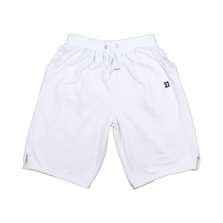 TRAPN™ White OFF COURT™ 390 GSM heavyweight Loopback Terry™ joggers with relaxed below-the-knee fit and minimal TRAPN branding.