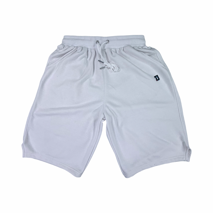 White Loopback Terry Jogger Shorts — Premium Cotton