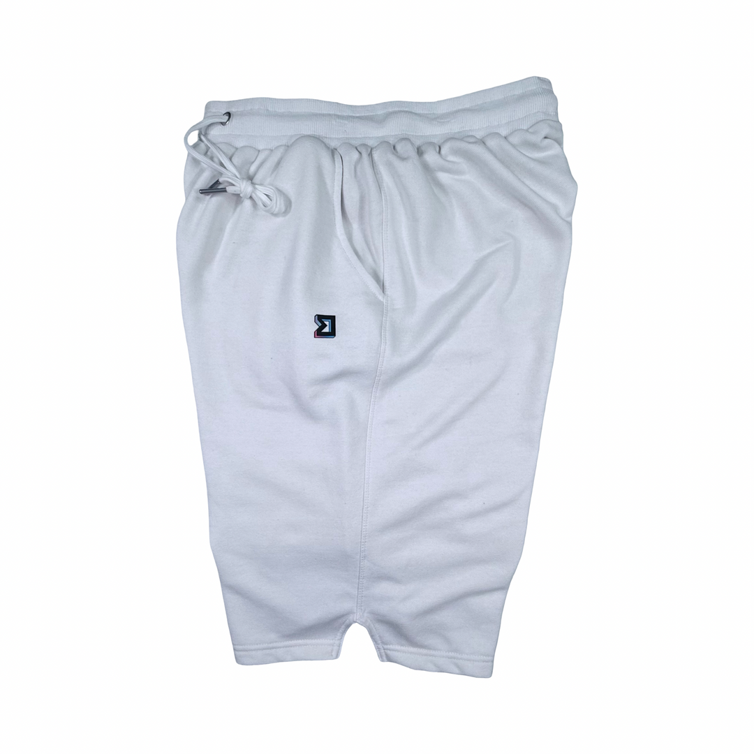White Loopback Terry Jogger Shorts — Premium Cotton
