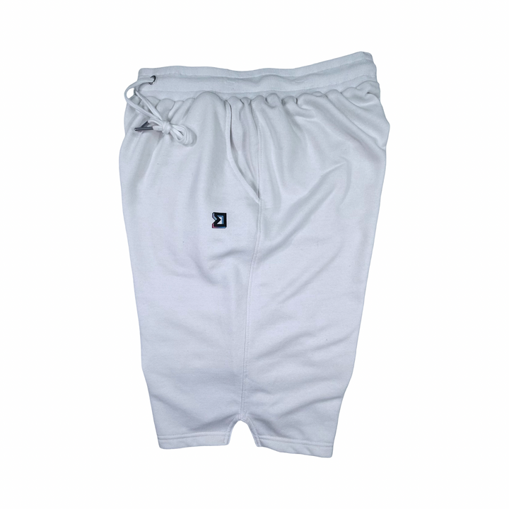 White Loopback Terry Jogger Shorts — Premium Cotton