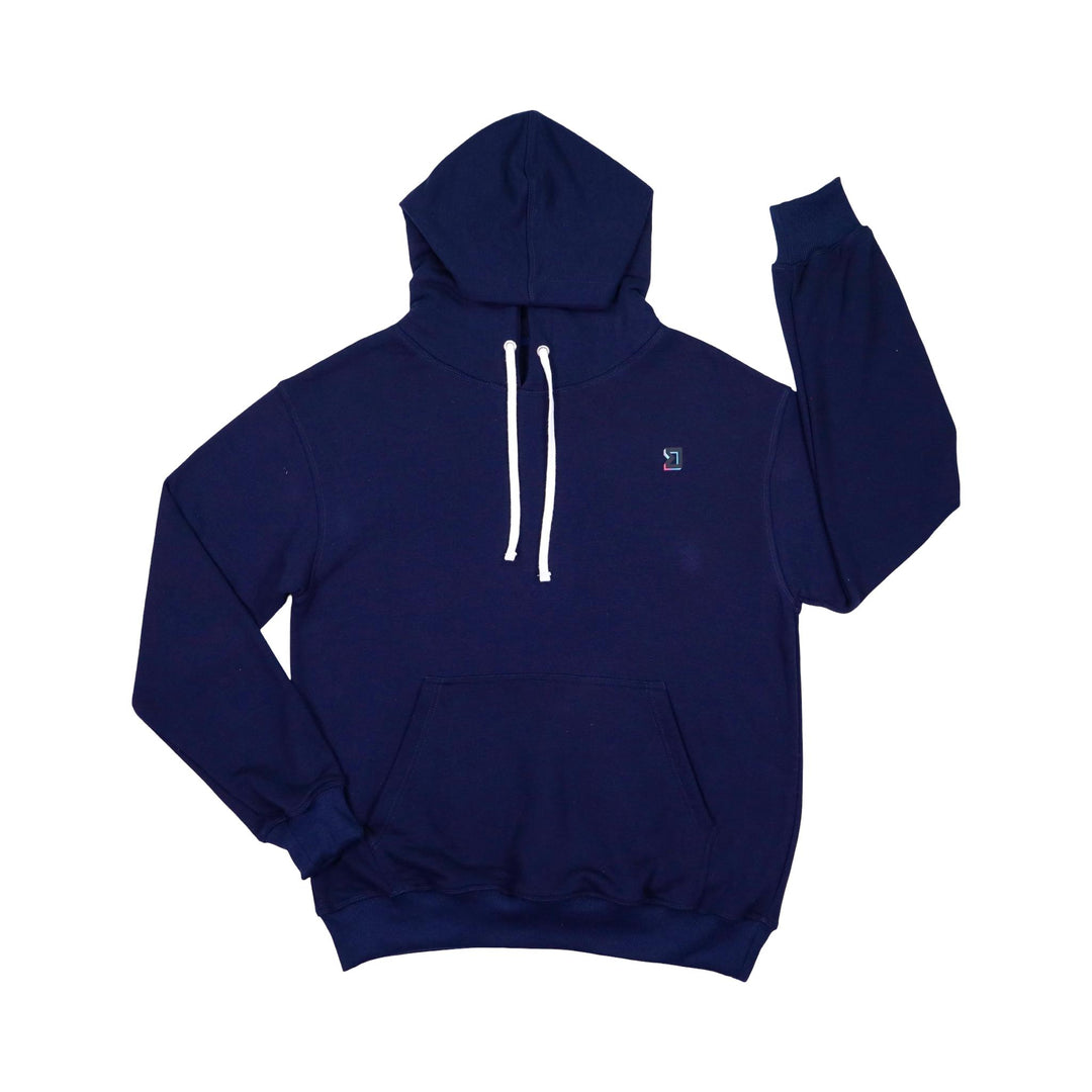 Navy Loopback Terry Hoodie — Premium Cotton