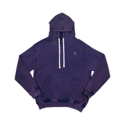 TRAPN™ Purple Acid OFF COURT™ 390 GSM Loopback Terry™ heavyweight hoodie with acid-washed finish, white drawcords and minimal chest logo.