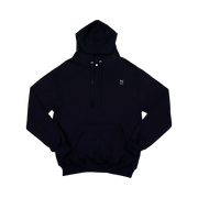 TRAPN™ Black OFF COURT™ 390 GSM heavyweight Loopback Terry™ pullover hoodie with kangaroo pocket and minimal chest logo.