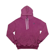 TRAPN™ Wine OFF COURT™ 390 GSM Loopback Terry™ heavyweight hoodie with white drawcords, kangaroo pocket and minimal chest logo.