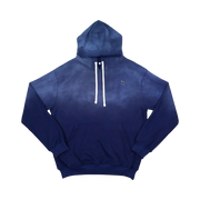 TRAPN™ Navy Half Acid OFF COURT™ 390 GSM Loopback Terry™ heavyweight hoodie with washed upper finish, white drawcords and minimal chest logo.