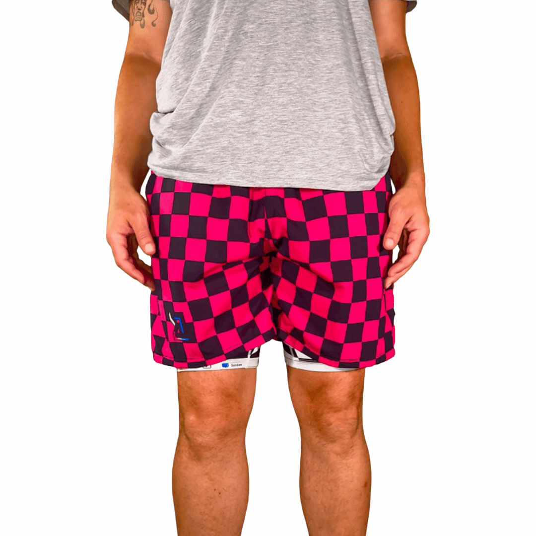 CHECKMATE GO | PINK Water Resistant 4-Way Stretch Dry-Fit Trunks Trap'n Shorts