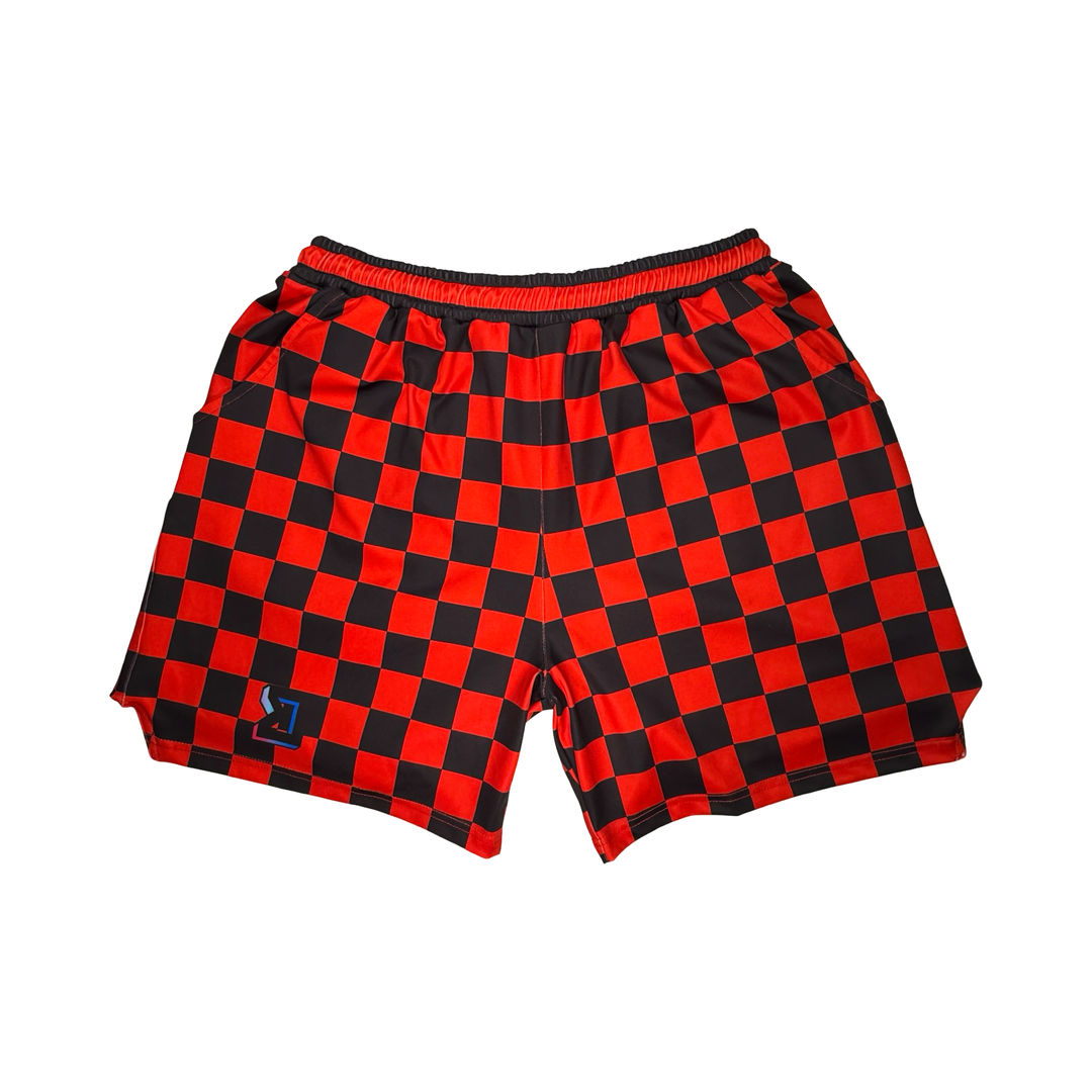 Basketball Shorts – Quick Dry (Checker Red) Trap'n Shorts