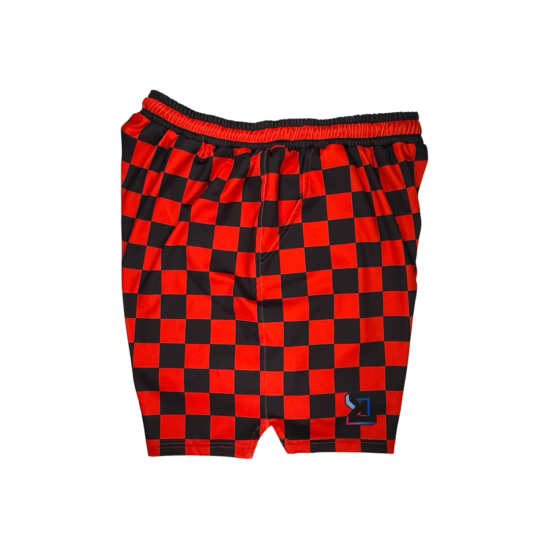 Basketball Shorts – Quick Dry (Checker Red) Trap'n Shorts